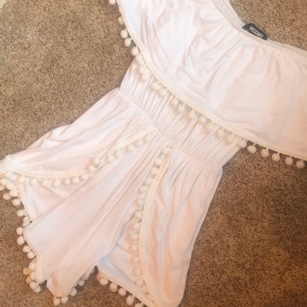 Misguided White Pom Pom Romper - Picture 2 of 4
